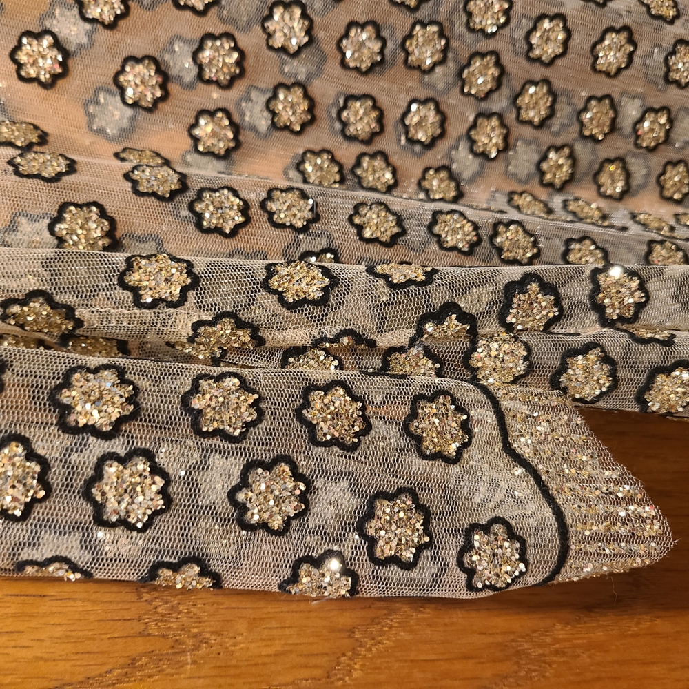 Gold and Black Sequin Embellished Long Sleeve Tunic